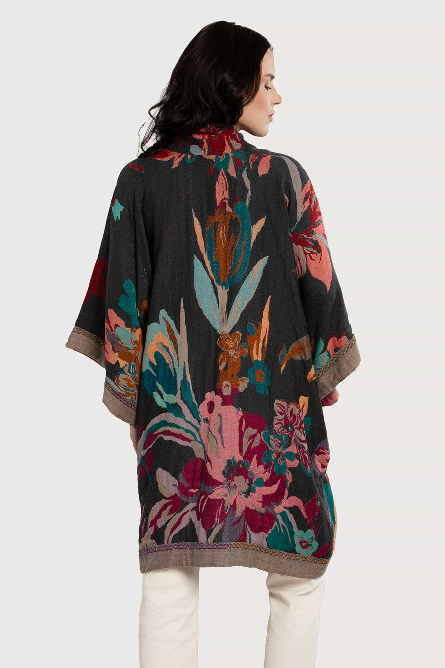 Floral Cotton Kimono Jacket - Dark Multi
