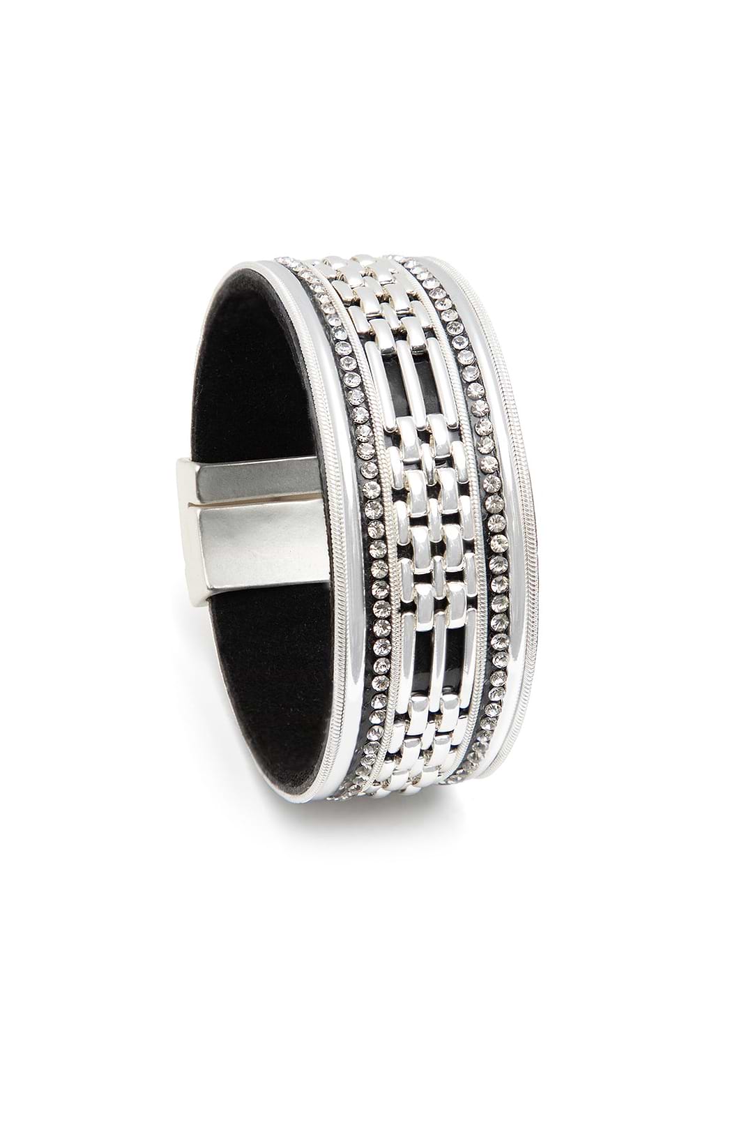 Chain Link Crystal Bracelet - Silver