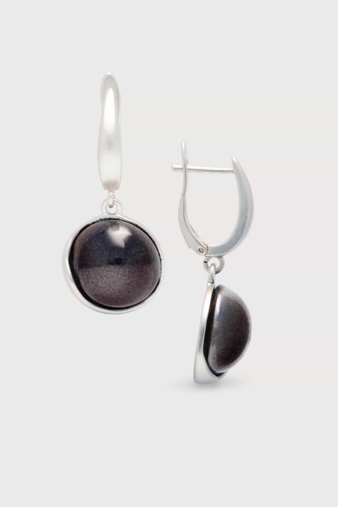 Colored Orb Dangle Earrings Slate matte black