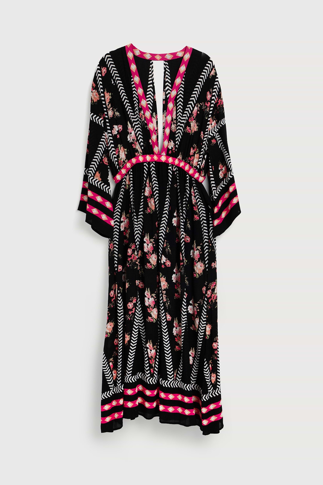 Aztec Floral Keyhole Kaftan - Black Combo