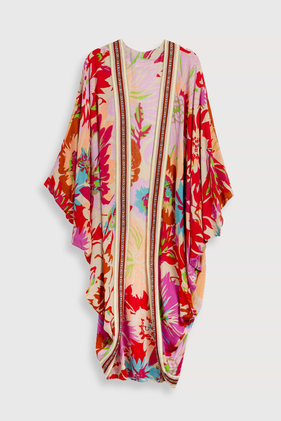 Wing Sleeve Floral Kimono - Pink Multi