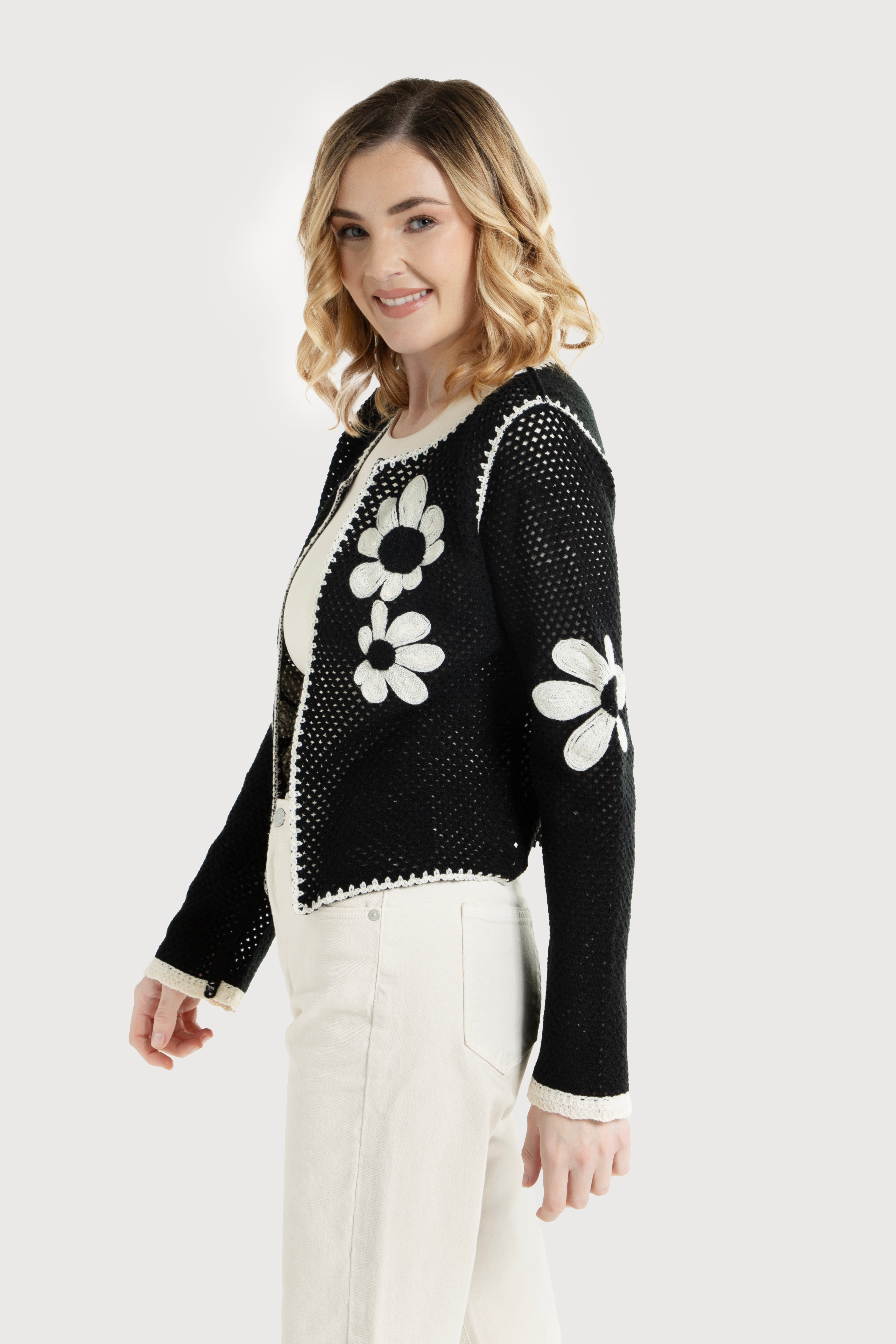 Lightweight Floral Crochet Cardigan | SAACHI