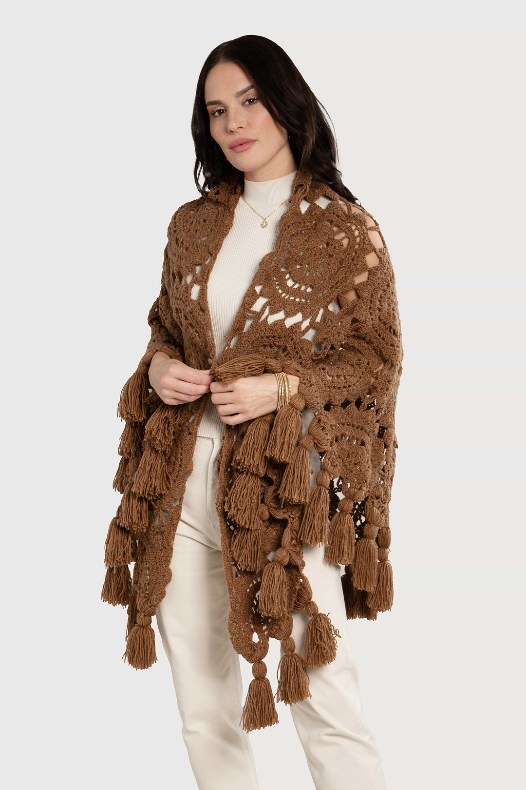 Crocheted Sunshine Shawl Brown