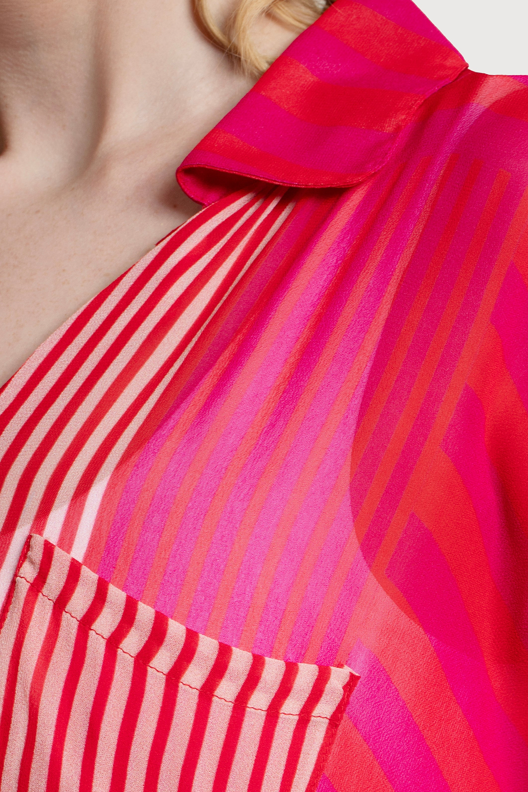 Flowy Striped Oversized Shirt - Red