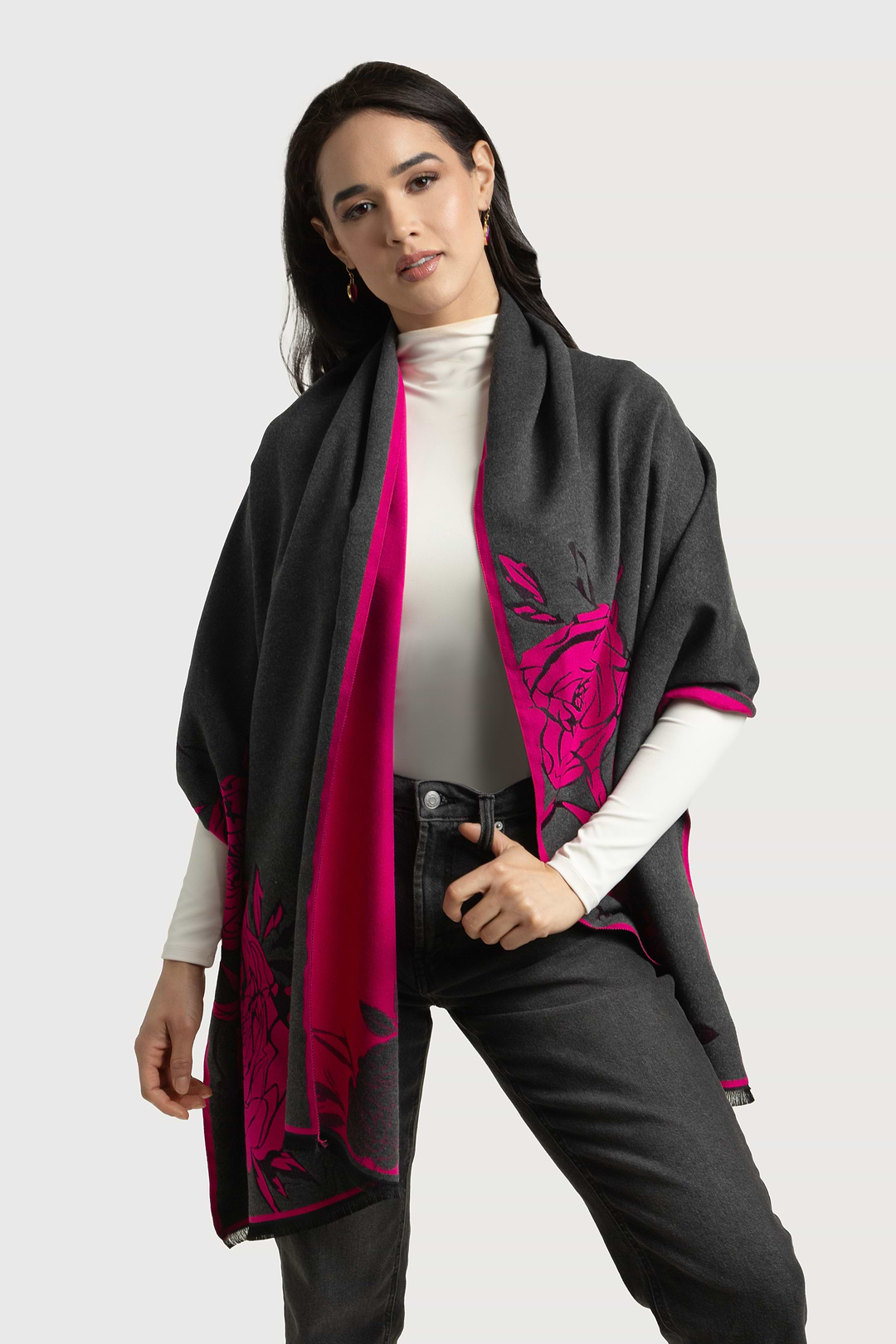 Fiore Reversible Scarf Deep Pink