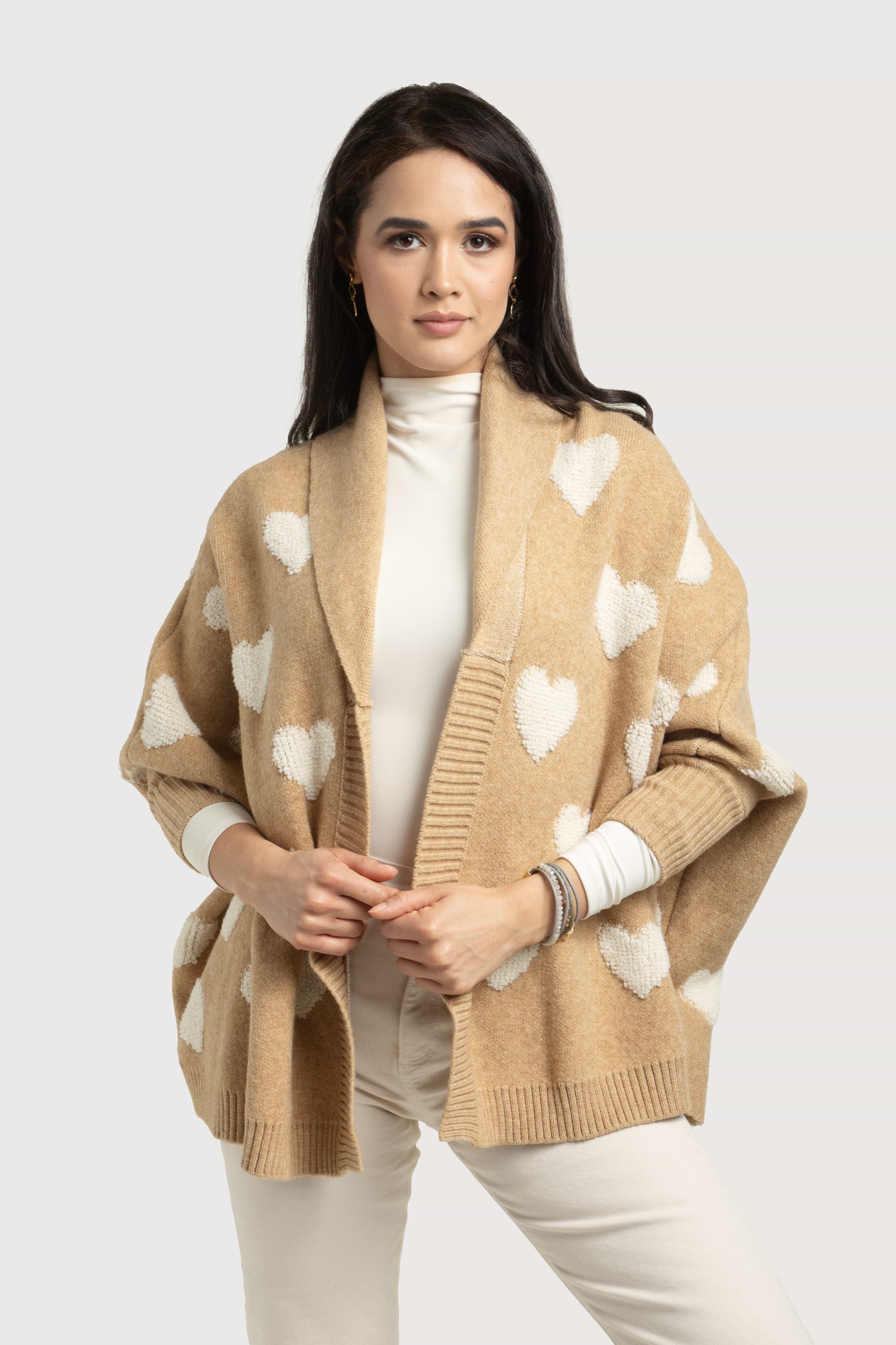 Heart Ribbed Knit Cardigan | SAACHI
