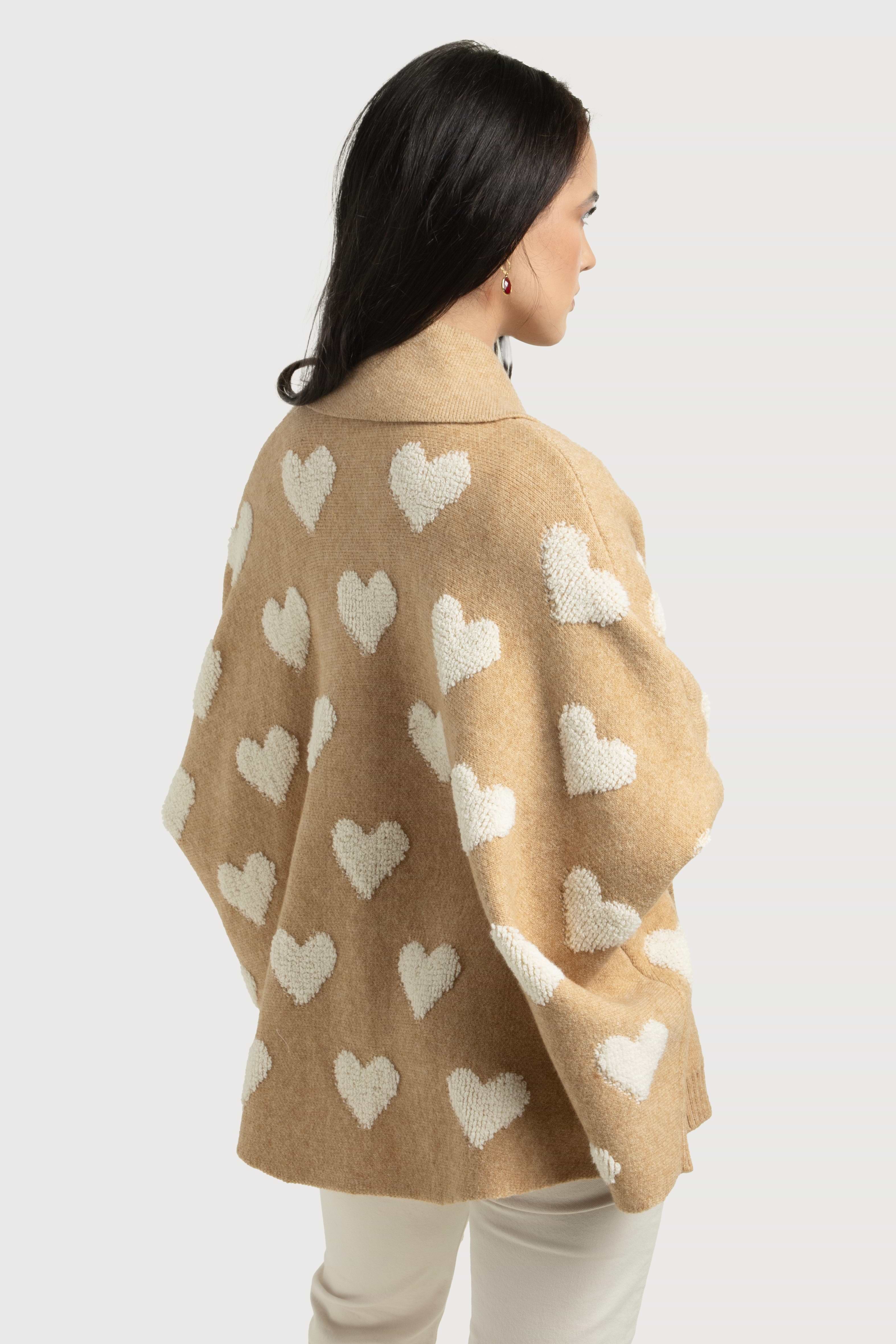 Heart Ribbed Knit Cardigan | SAACHI