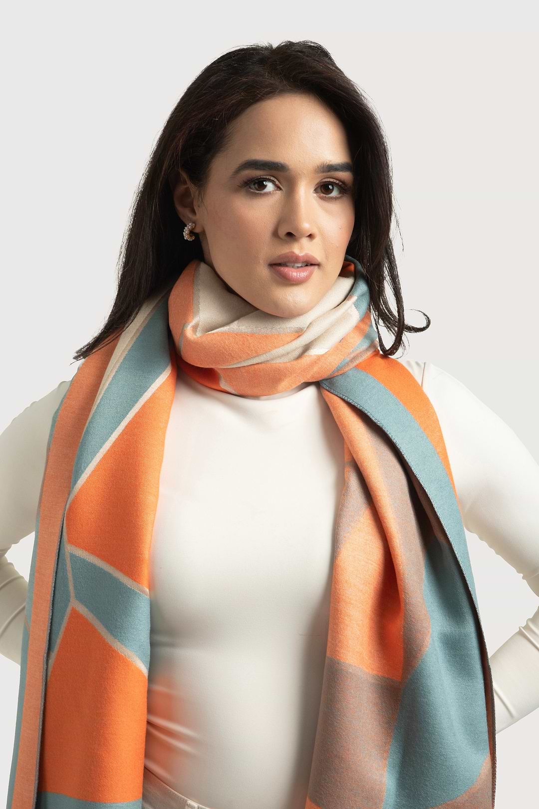Reversible Geometric Scarf - Coral