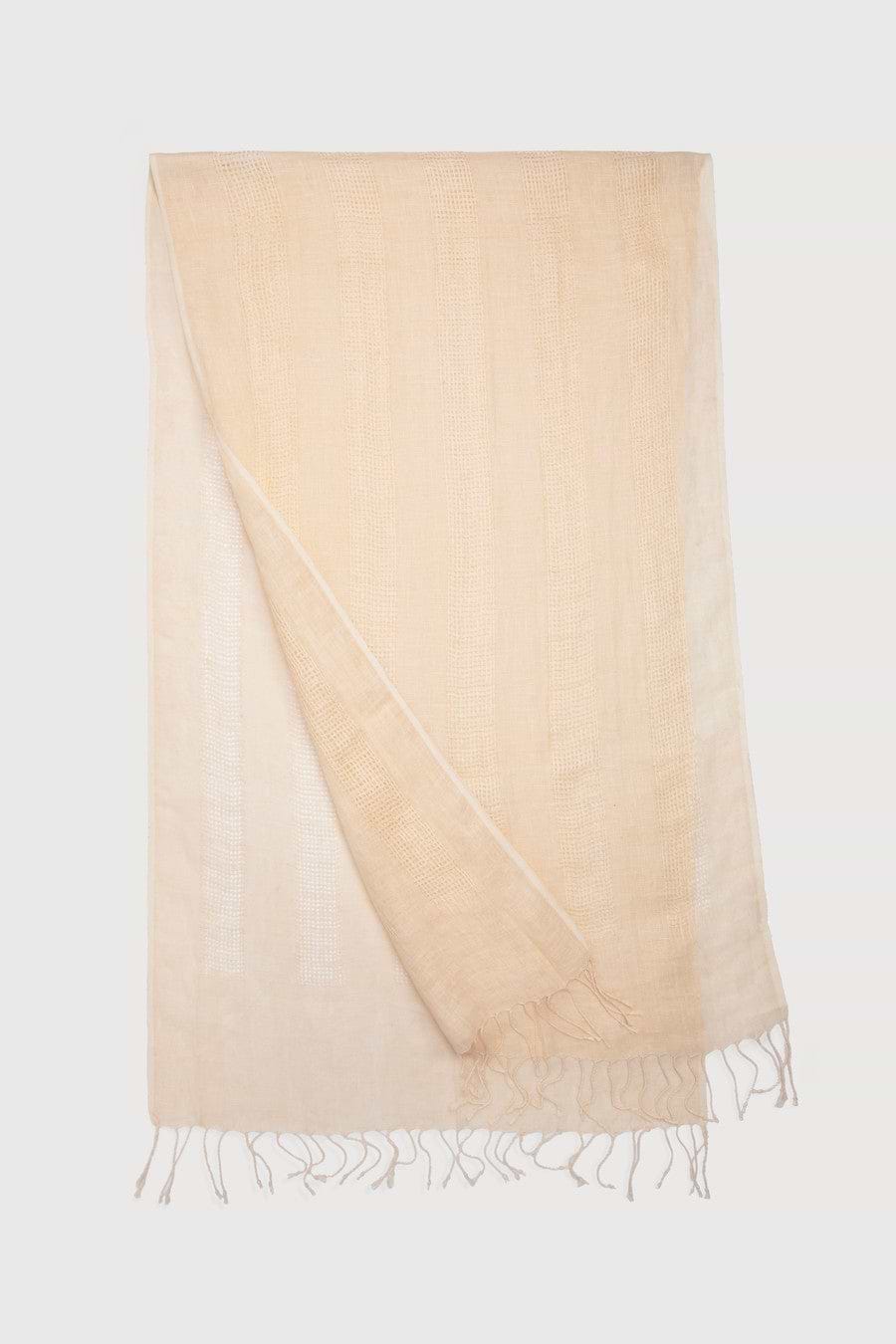 Linen Weave Fringes Scarf - Papaya Whip