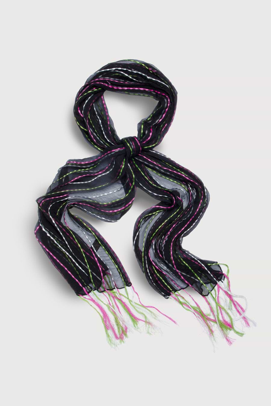 Rio Silk Scarf with Tassel - Black
