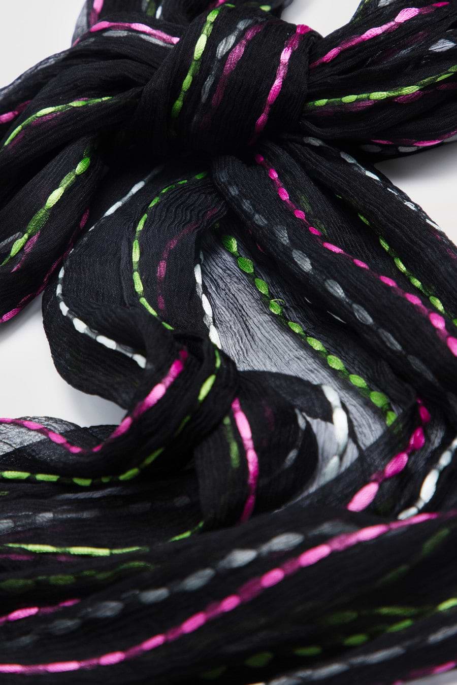 Rio Silk Scarf with Tassel - Black