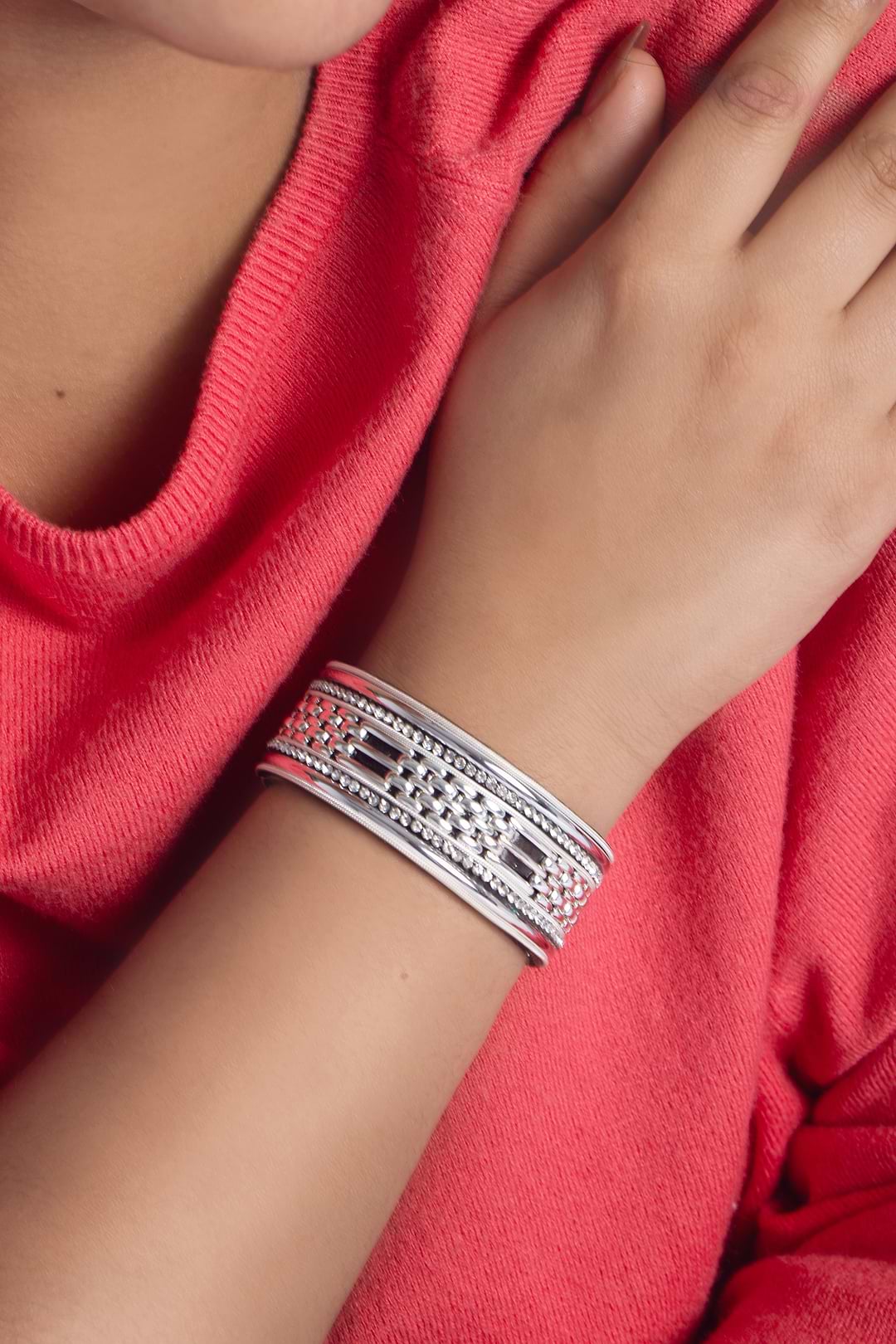 Chain Link Crystal Bracelet - Silver