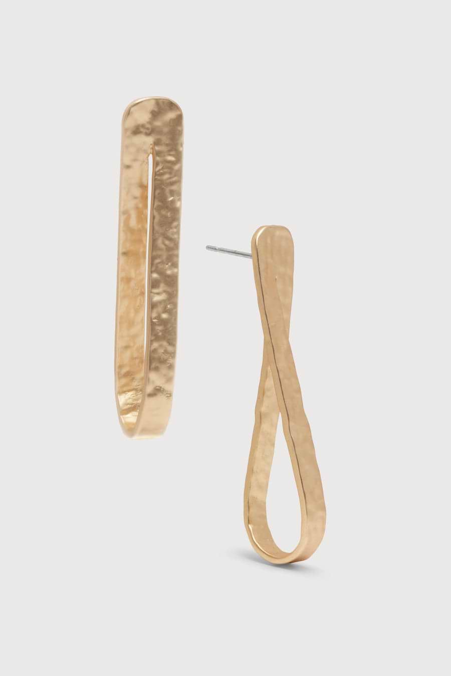 Textured Twisted Hoop Earrings - Gold