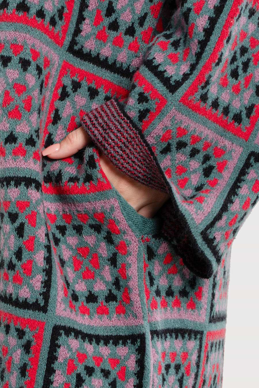 Knitted Kimono Long Square Patch