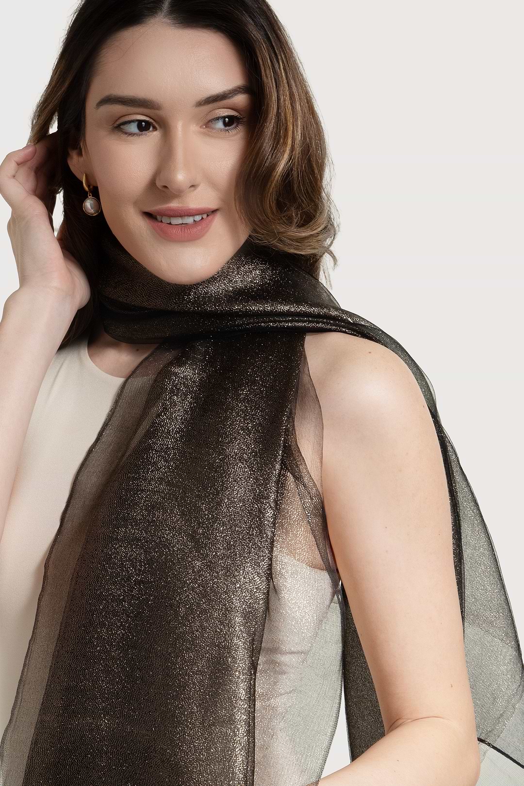 Silk Glimmer Scarf - Black