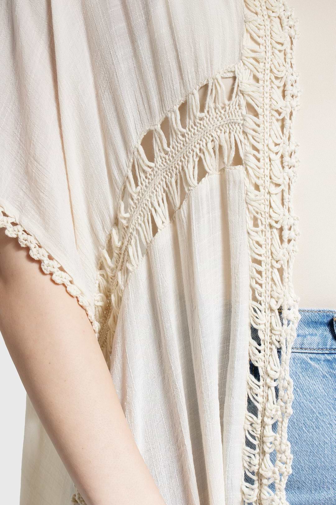 Costa Crochet Kimono Cover Up - Ivory