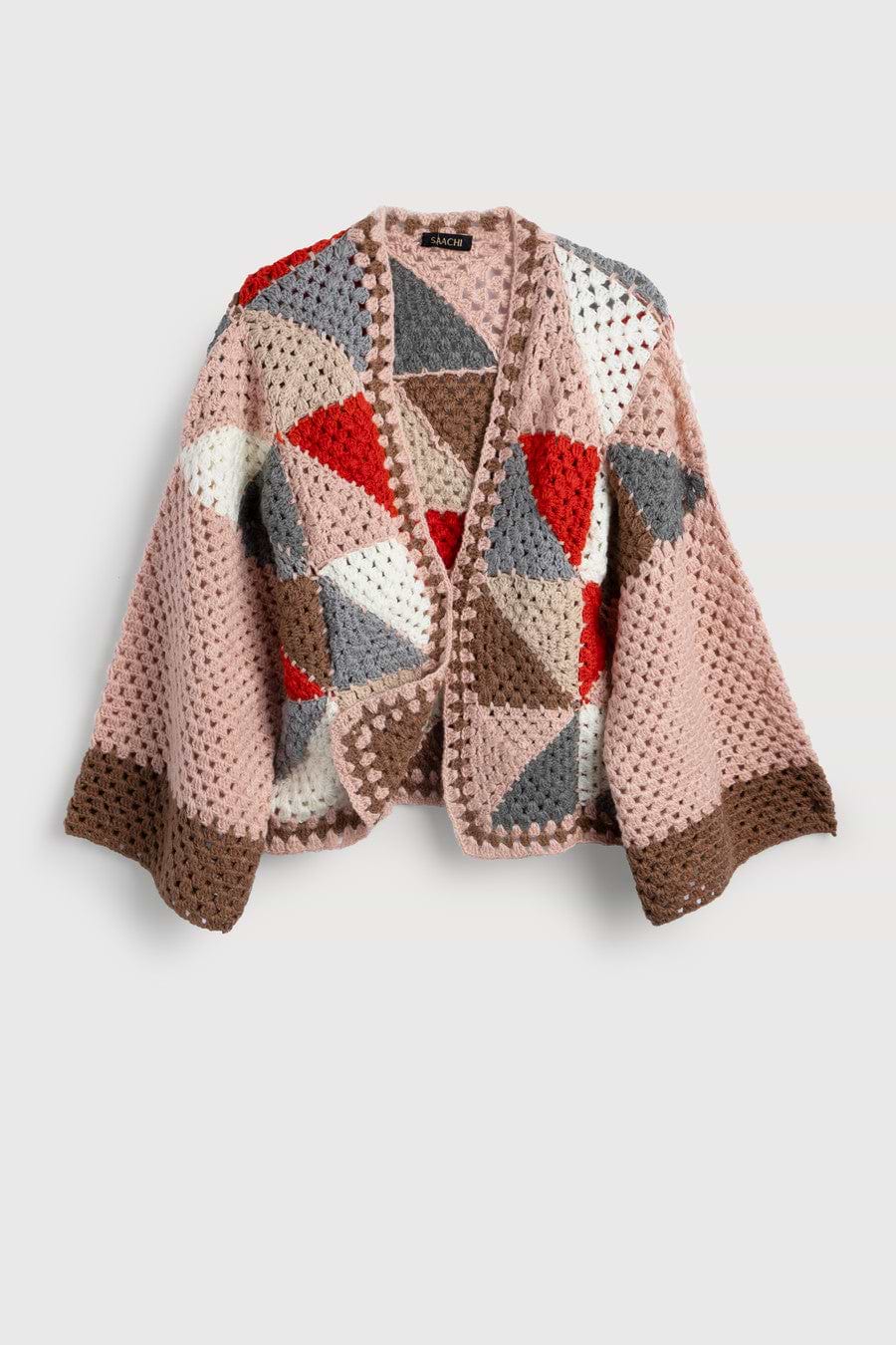 Hand-Crocheted Geometric Short Jacket