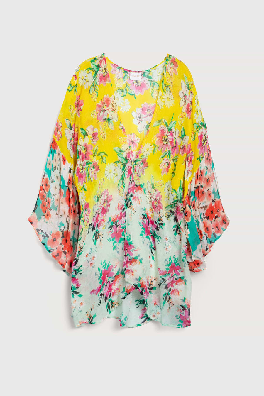 Mystical Garden Ruffle Sleeve Kimono - Yellow
