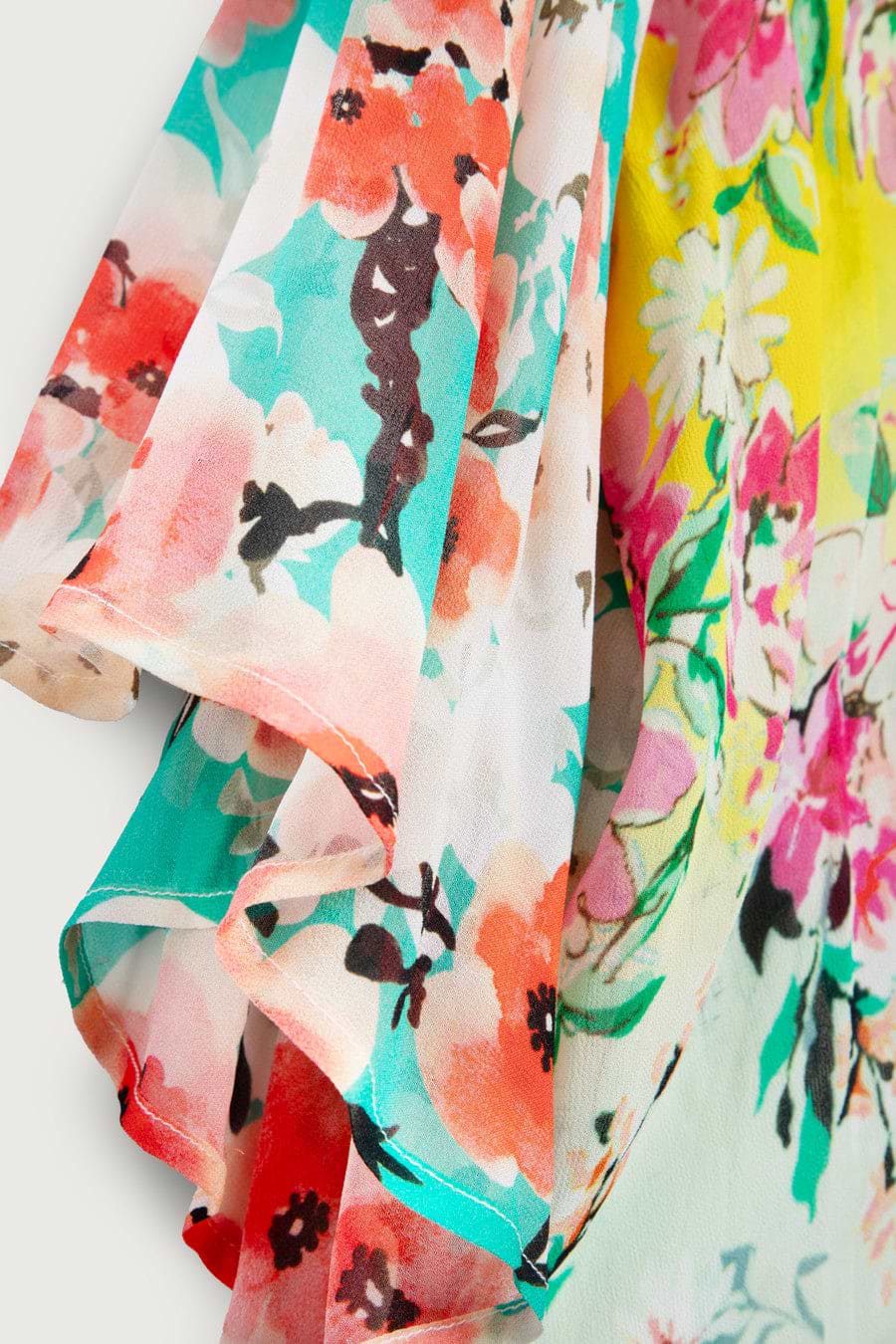 Mystical Garden Ruffle Sleeve Kimono - Yellow