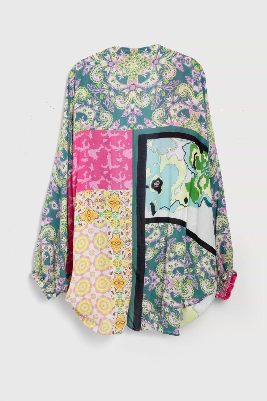 Multicolored Mixed Patterned Kimono - Pink