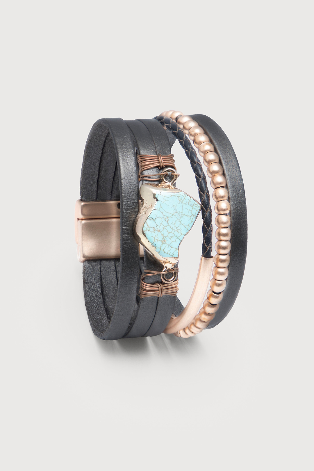 Playa Leather Wrap Bracelet - Dark Gray