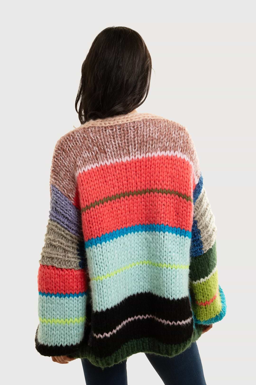 Knitted Rainbow Multitoned Cardigan - Multi
