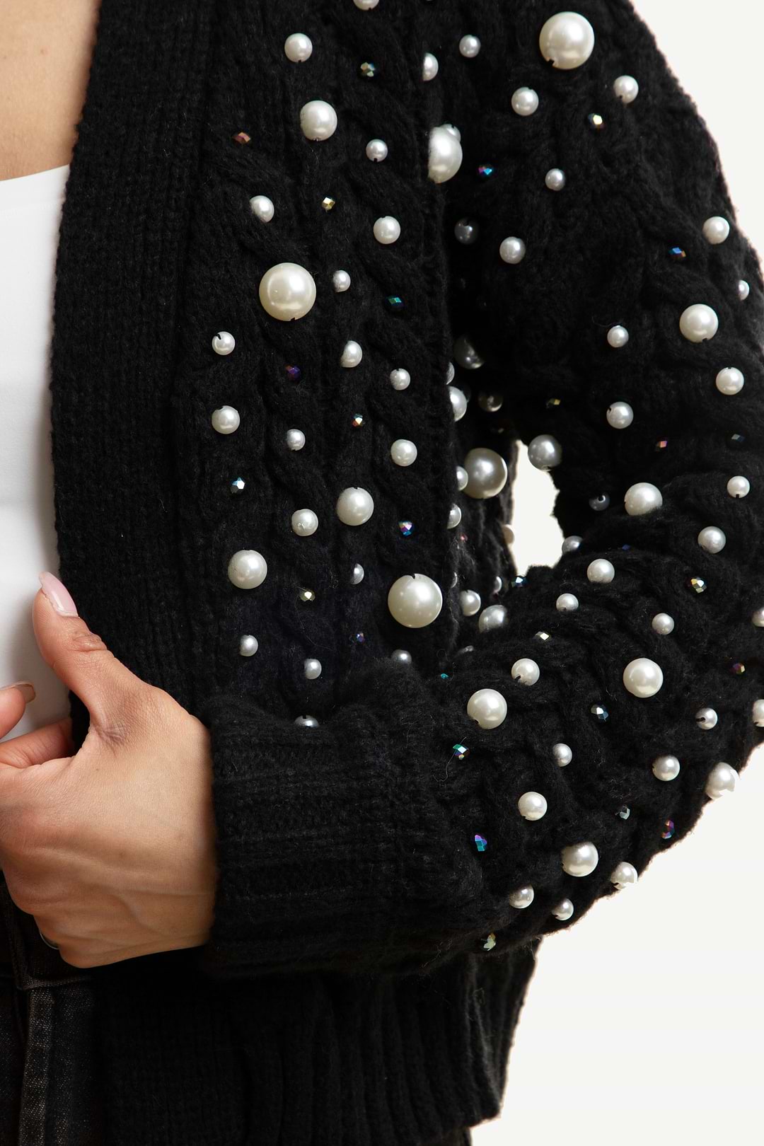 Holiday Cardigan Pearl Knit - Black