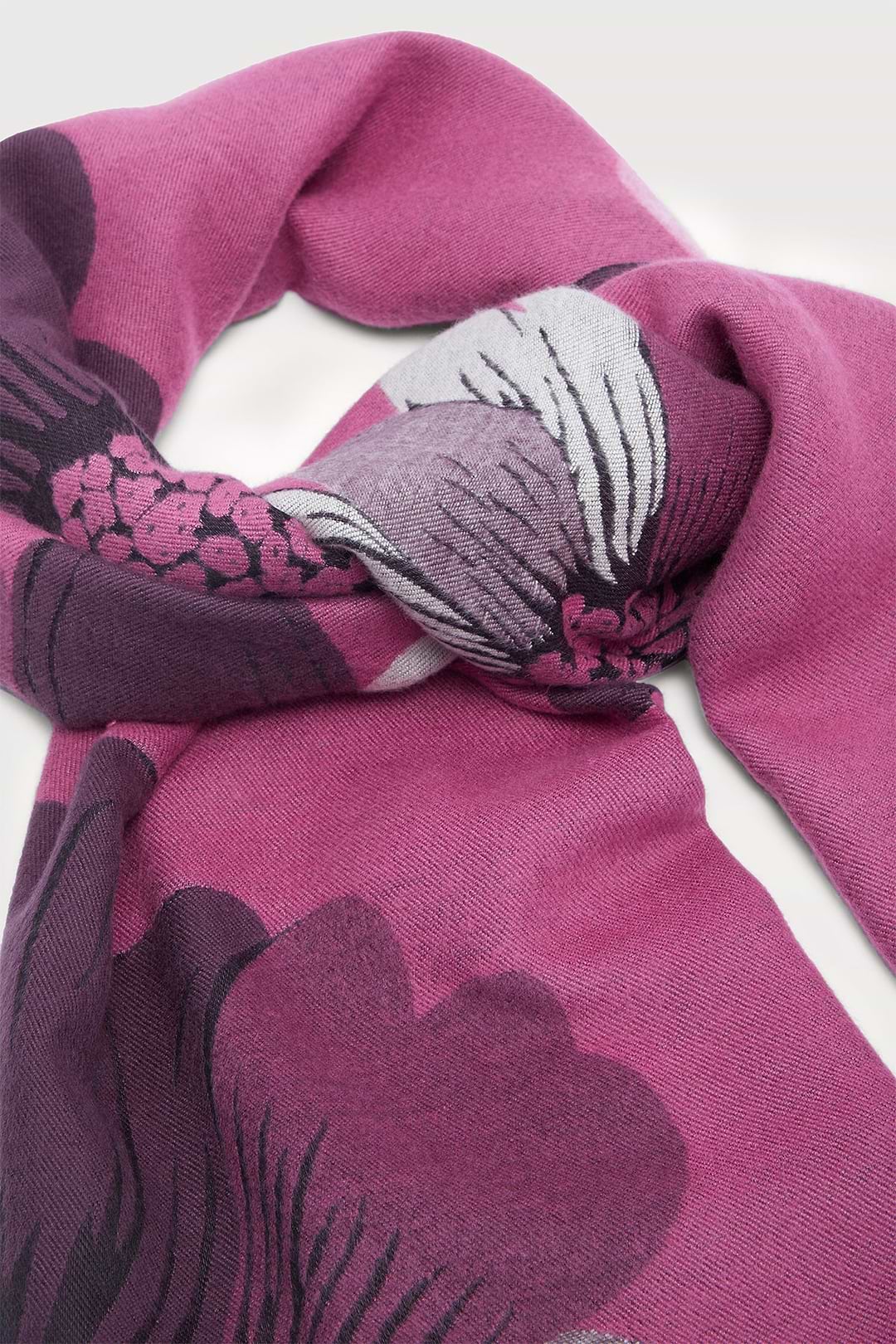 Fresh Floral Reversible Scarf - Plum Pink
