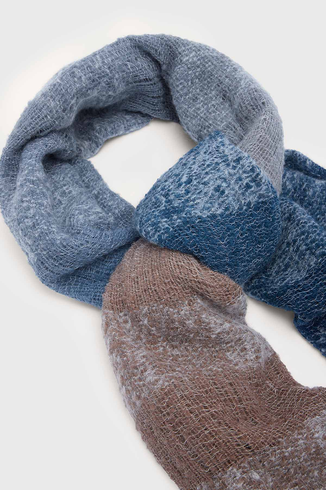 Striped Fringed Ombre Scarf - Gray