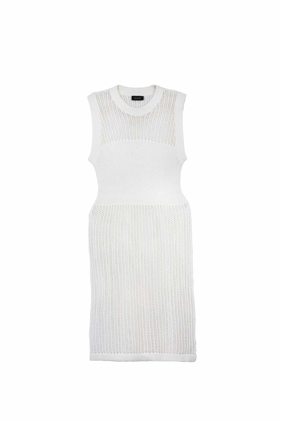 Cotton Crochet Cover Up Split Hem Kaftan - Ivory
