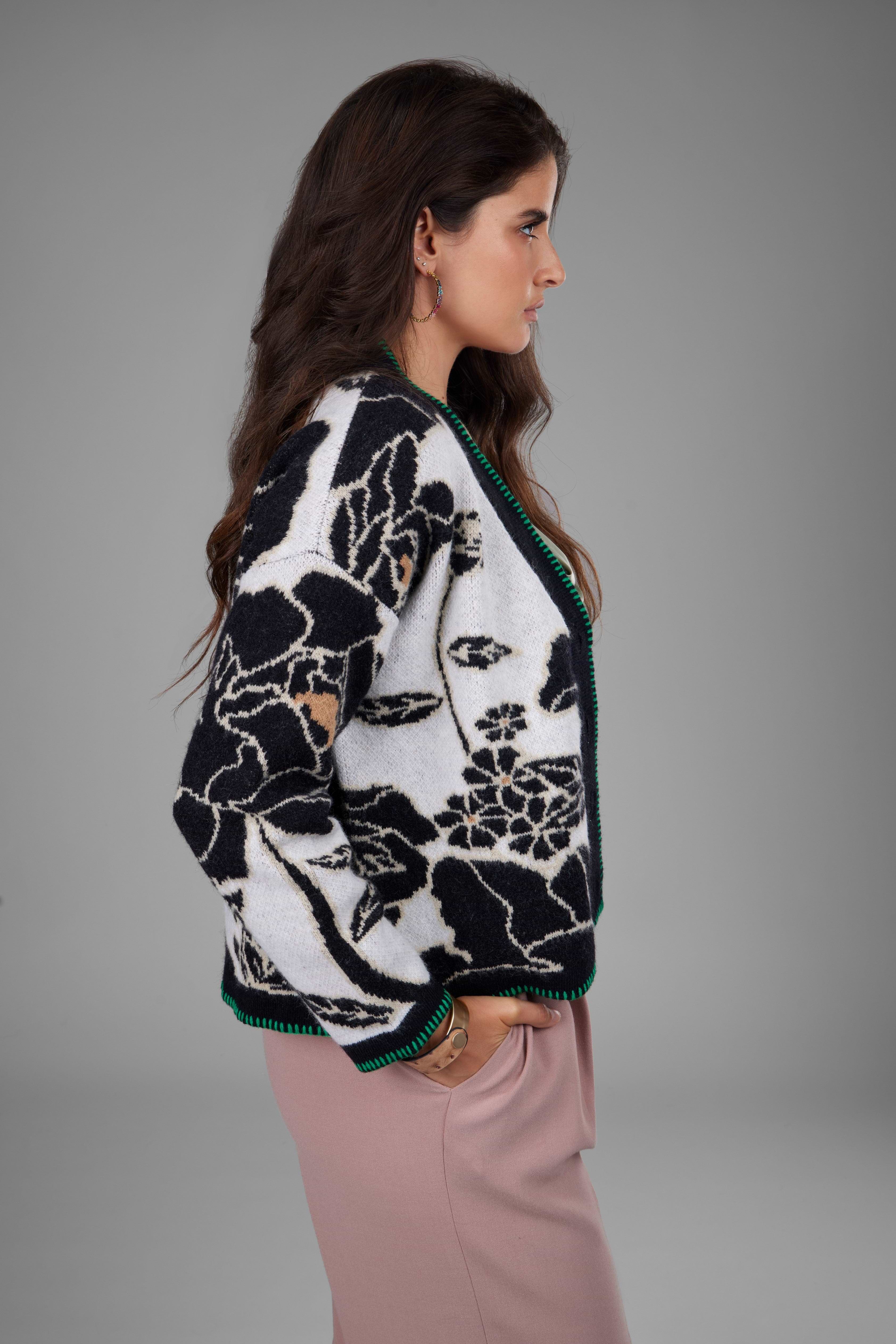 Abstract Floral Button Cardigan | SAACHI