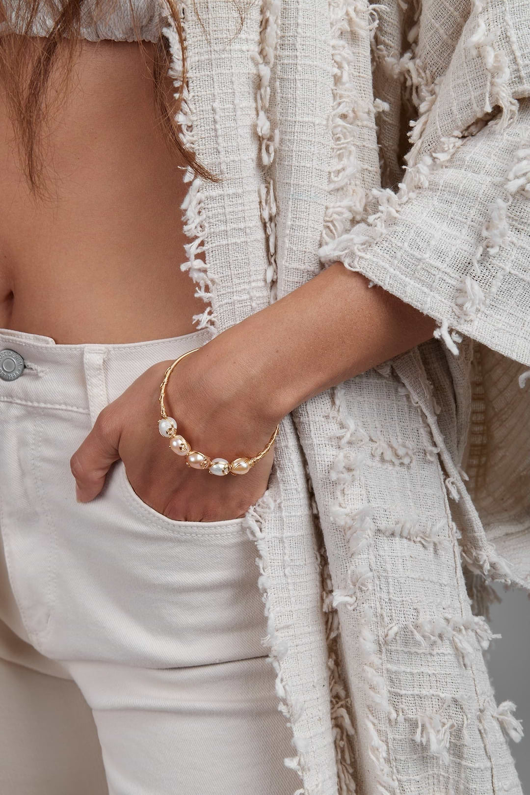 Ivory Fringe Long Jacket - Ivory