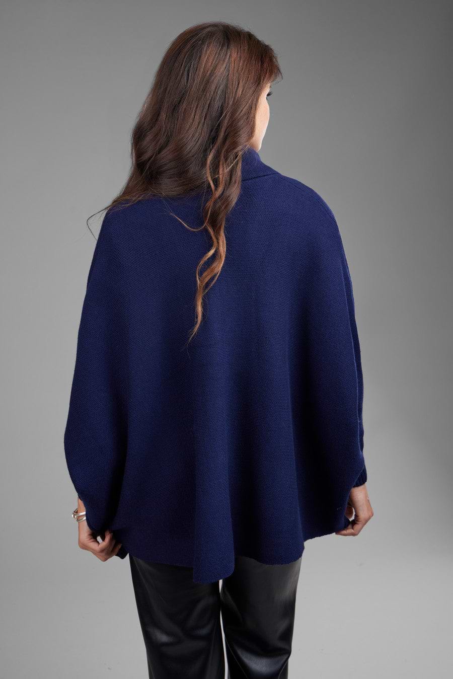 Open Front Oversized Cardigan Sweater - Navy