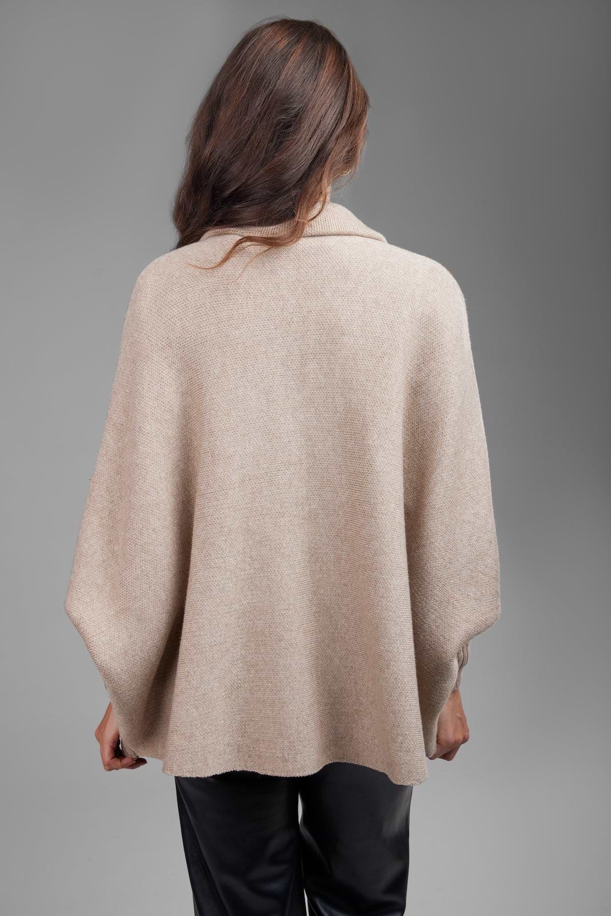 Open Front Oversized Cardigan Sweater - Beige