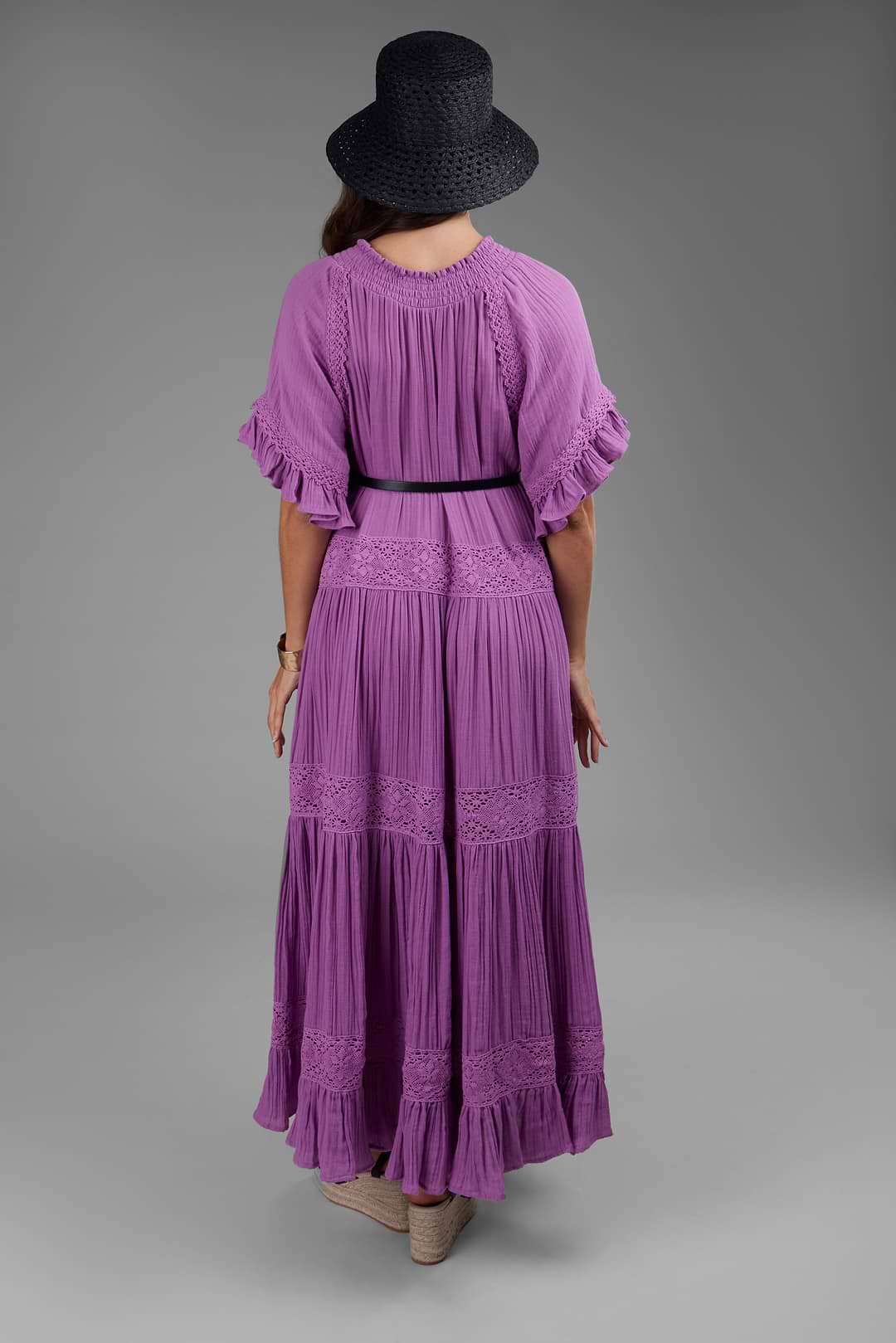 Cotton Long Kaftan Dress - Purple