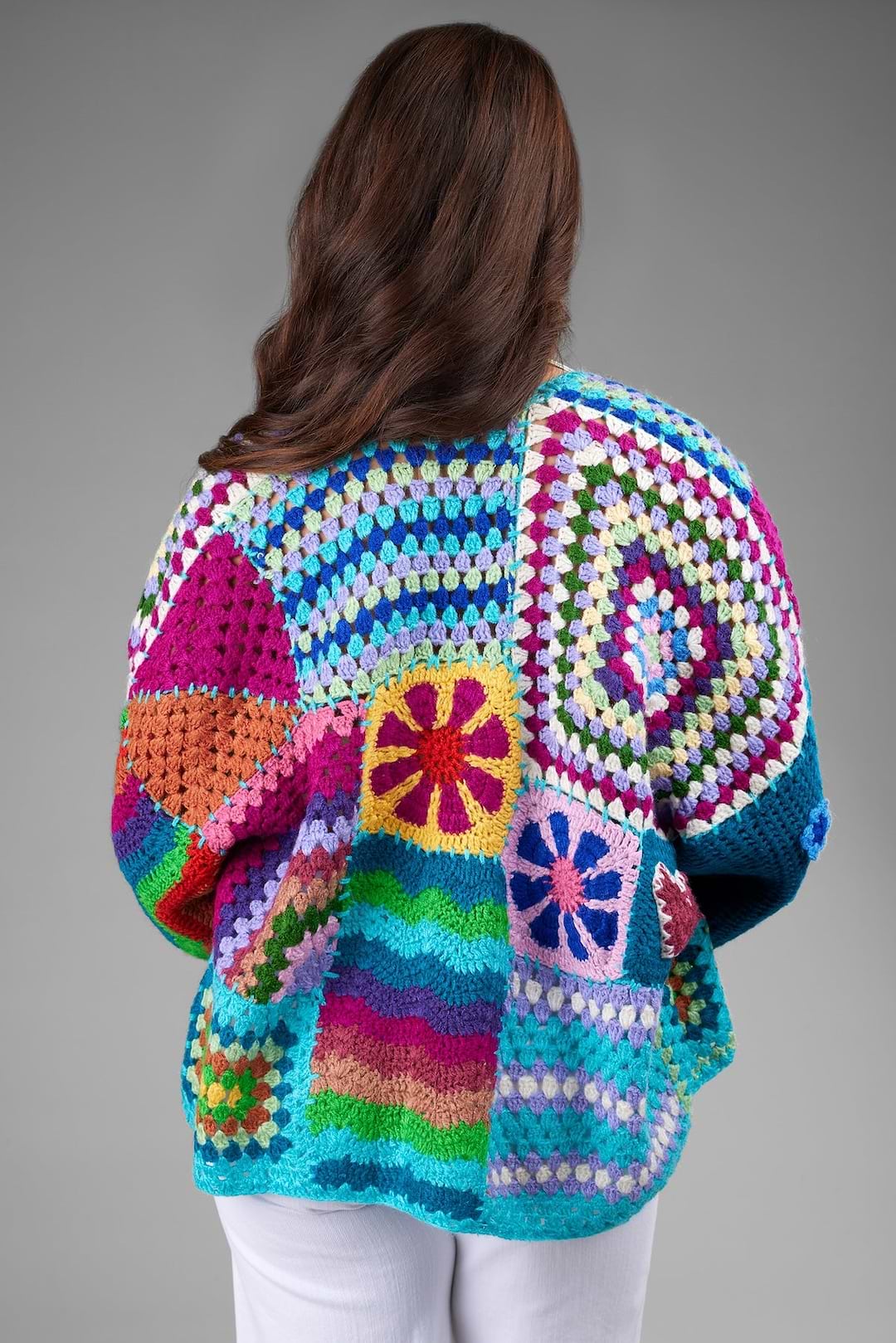 Vibrant Multi Pattern Crochet Cardigan - Multi