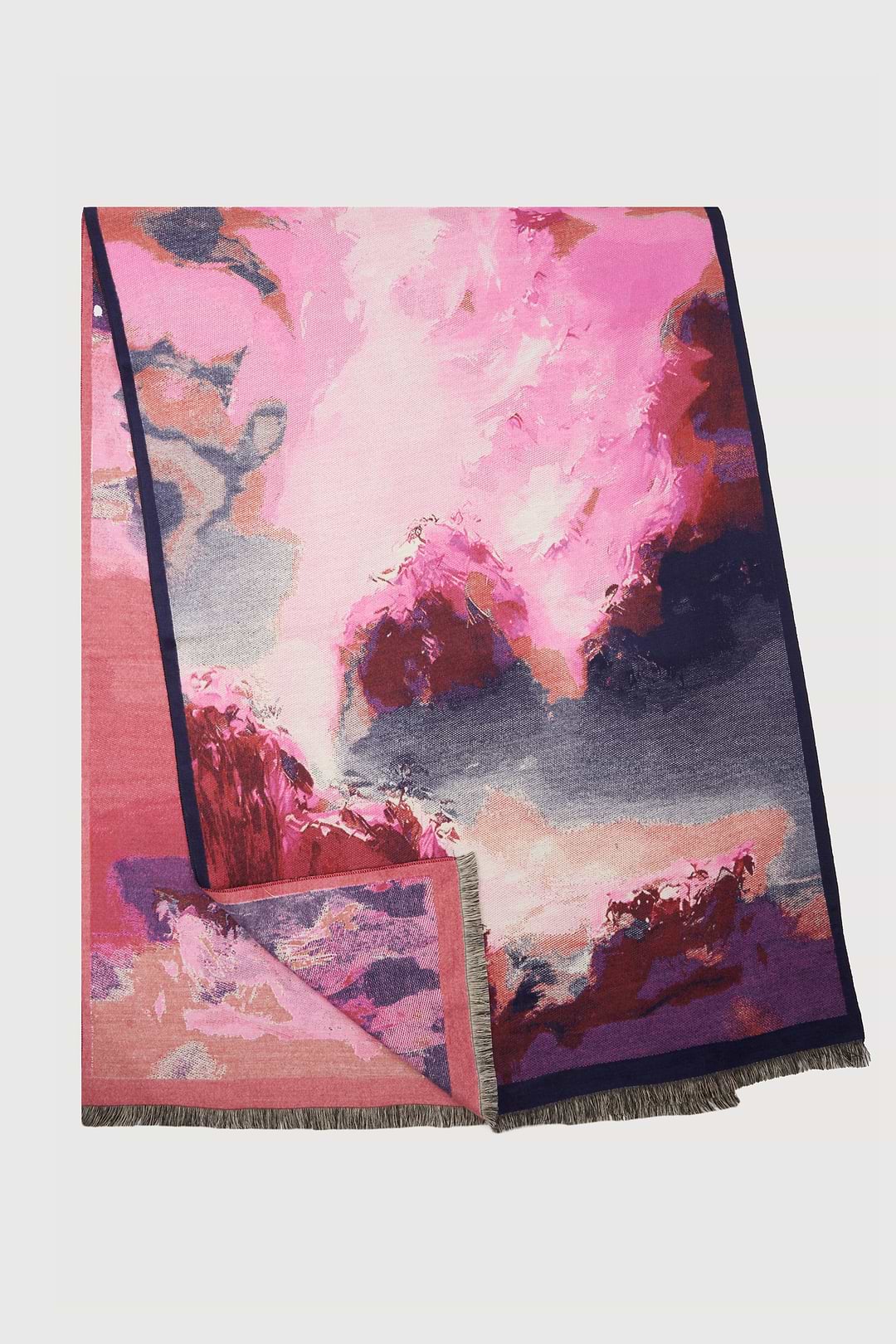 Multicolor Abstract Splatter Reversible Scarf - Multi
