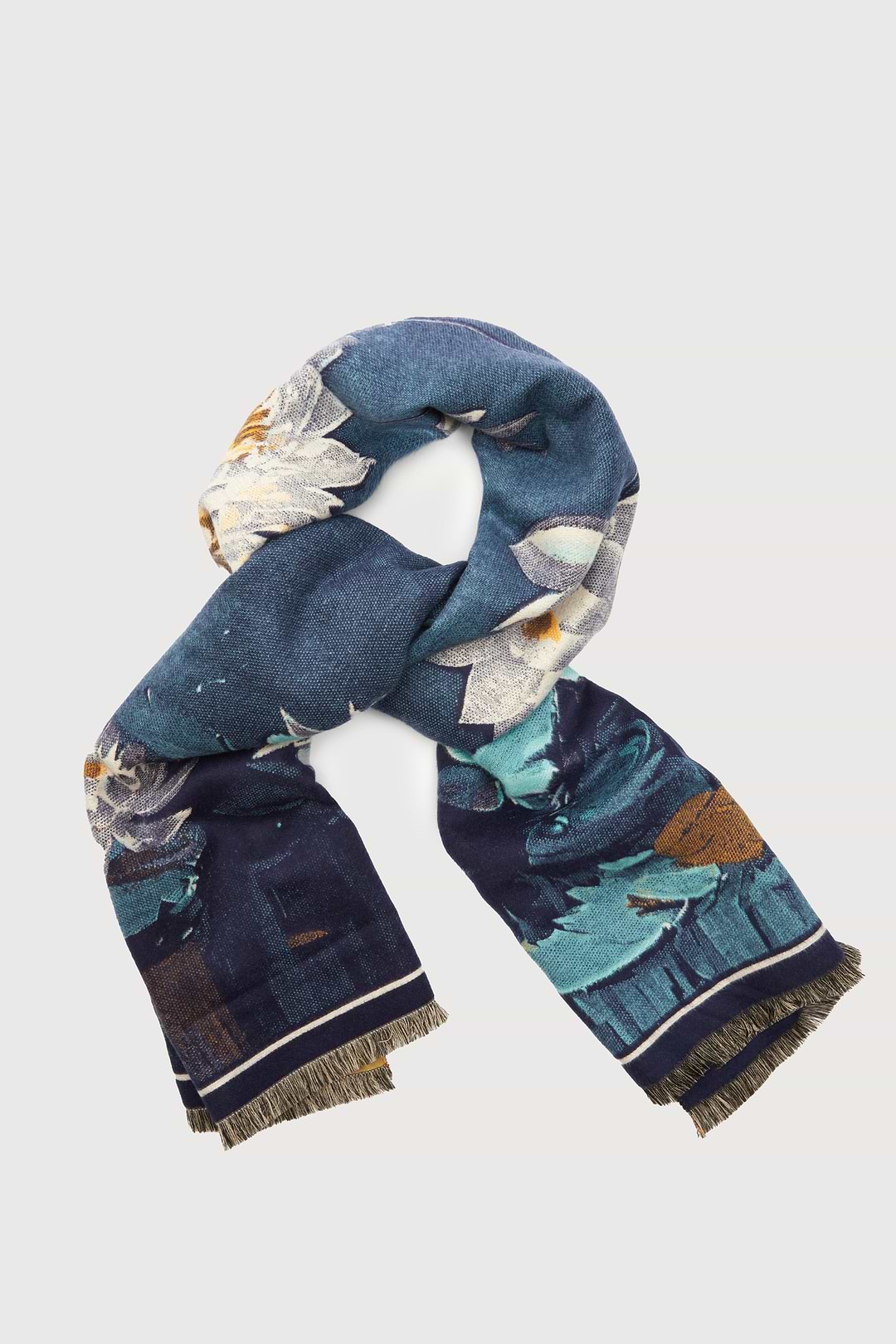 Lily Bold Reversible Scarf - Blue Combo