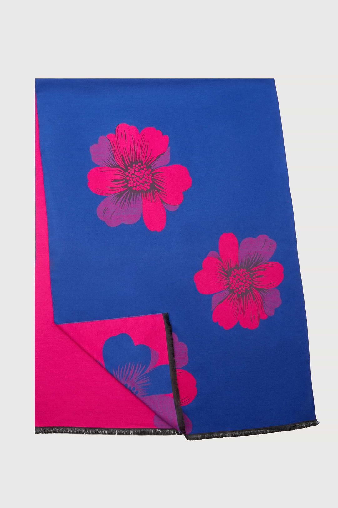 Fresh Floral Reversible Scarf - Navy Blue Combo