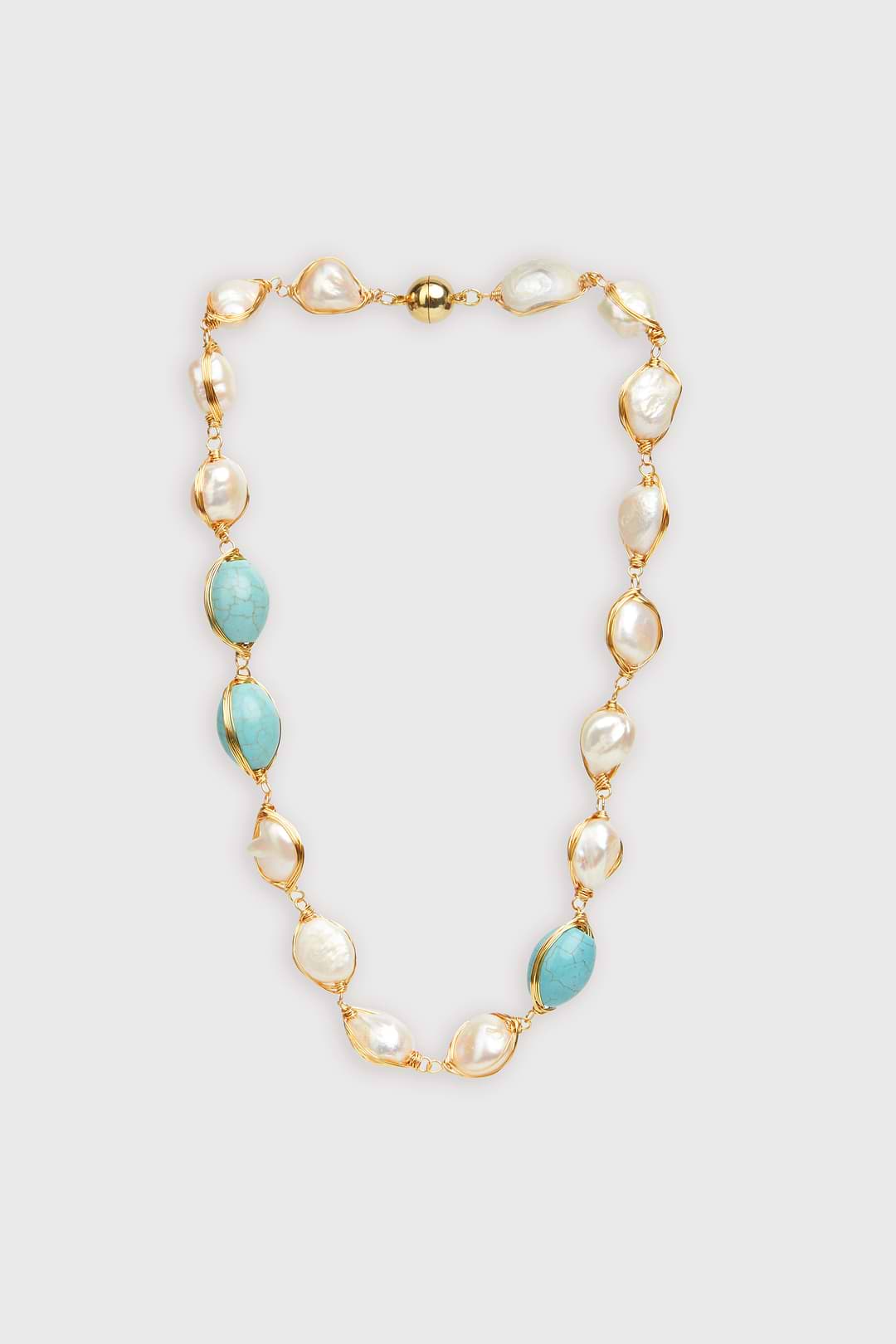 Turquoise Baroque Pearl Necklace - Turquoise