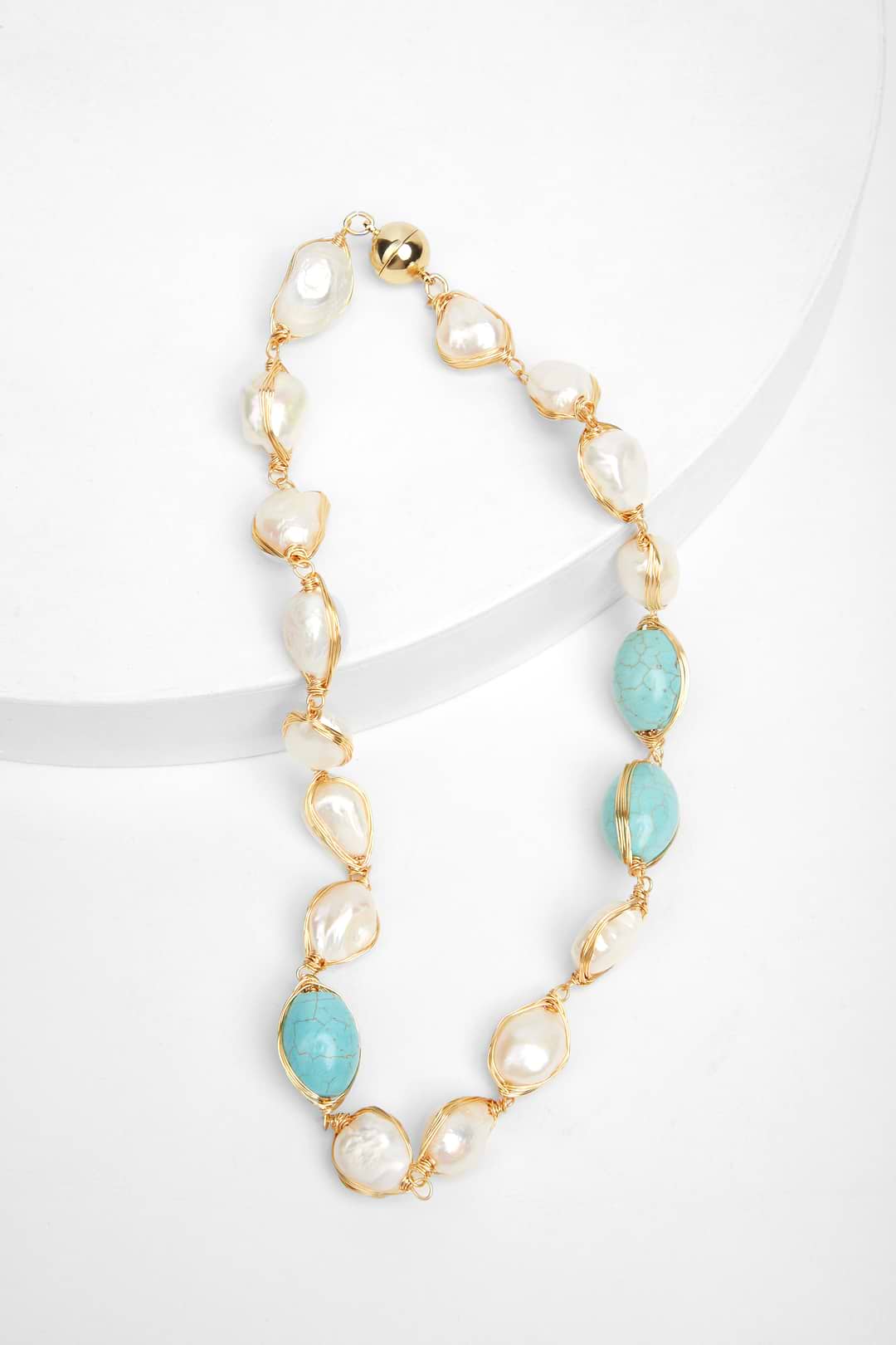 Turquoise Baroque Pearl Necklace - Turquoise
