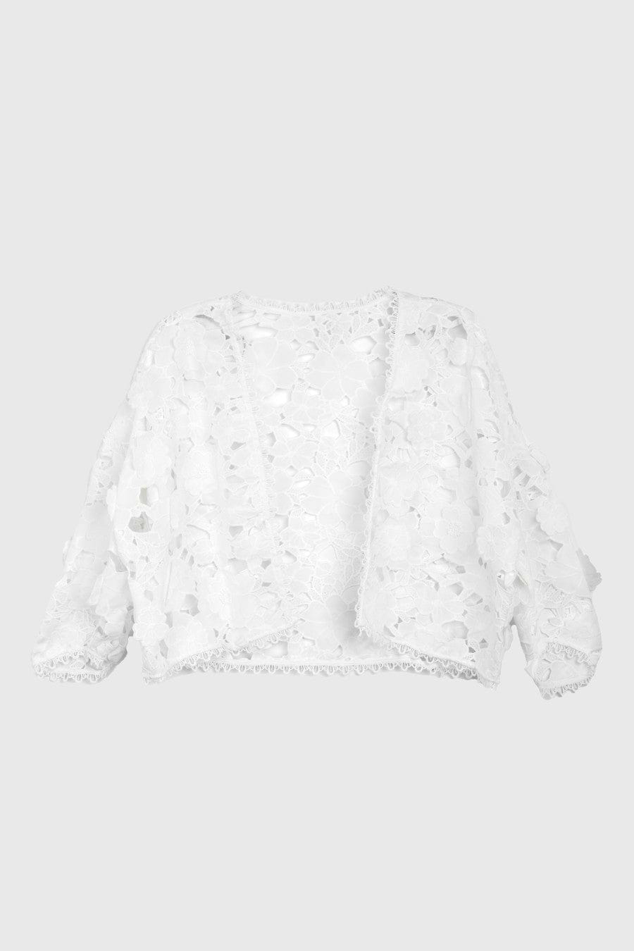 Floral Lace Cut Out Bolero White