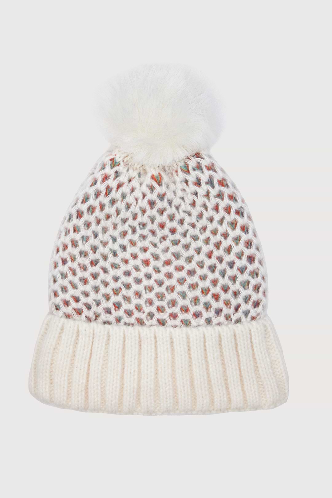 Rainbow Knit Beanie - Ivory