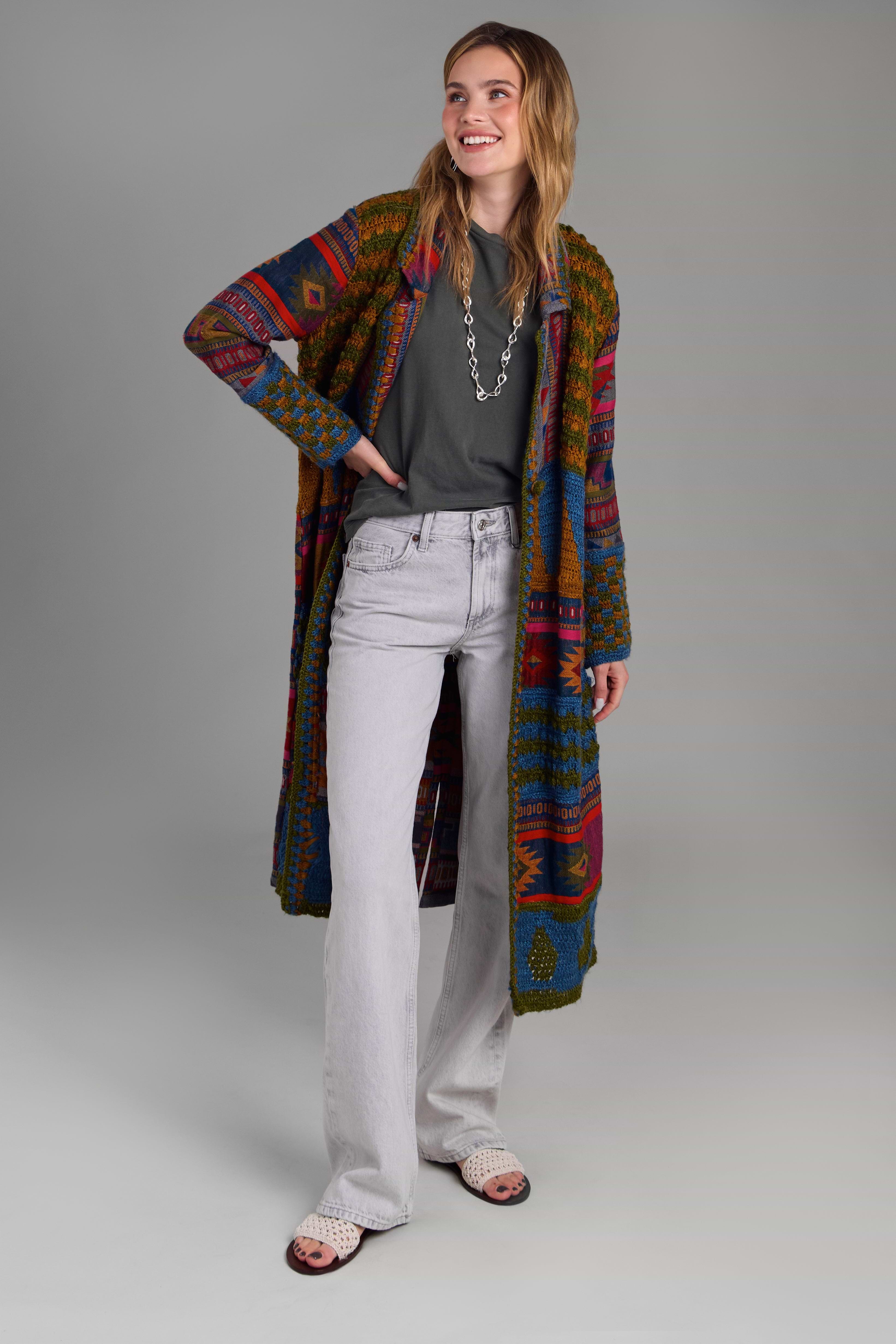 Crochet Woven Aztec Kimono | SAACHI