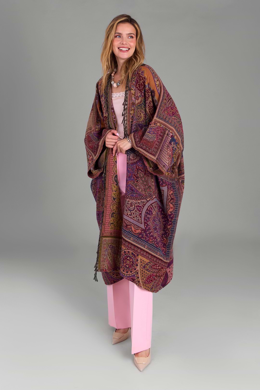 Woven Bohemian Vintage Kimono - Multi
