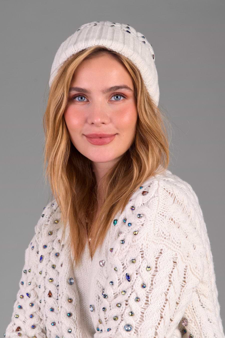 Cable Knit Cardigan Gemstone Pattern - Ivory