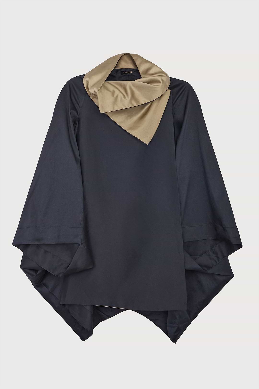 Poncho Cocoon Jacket - Black & Gold