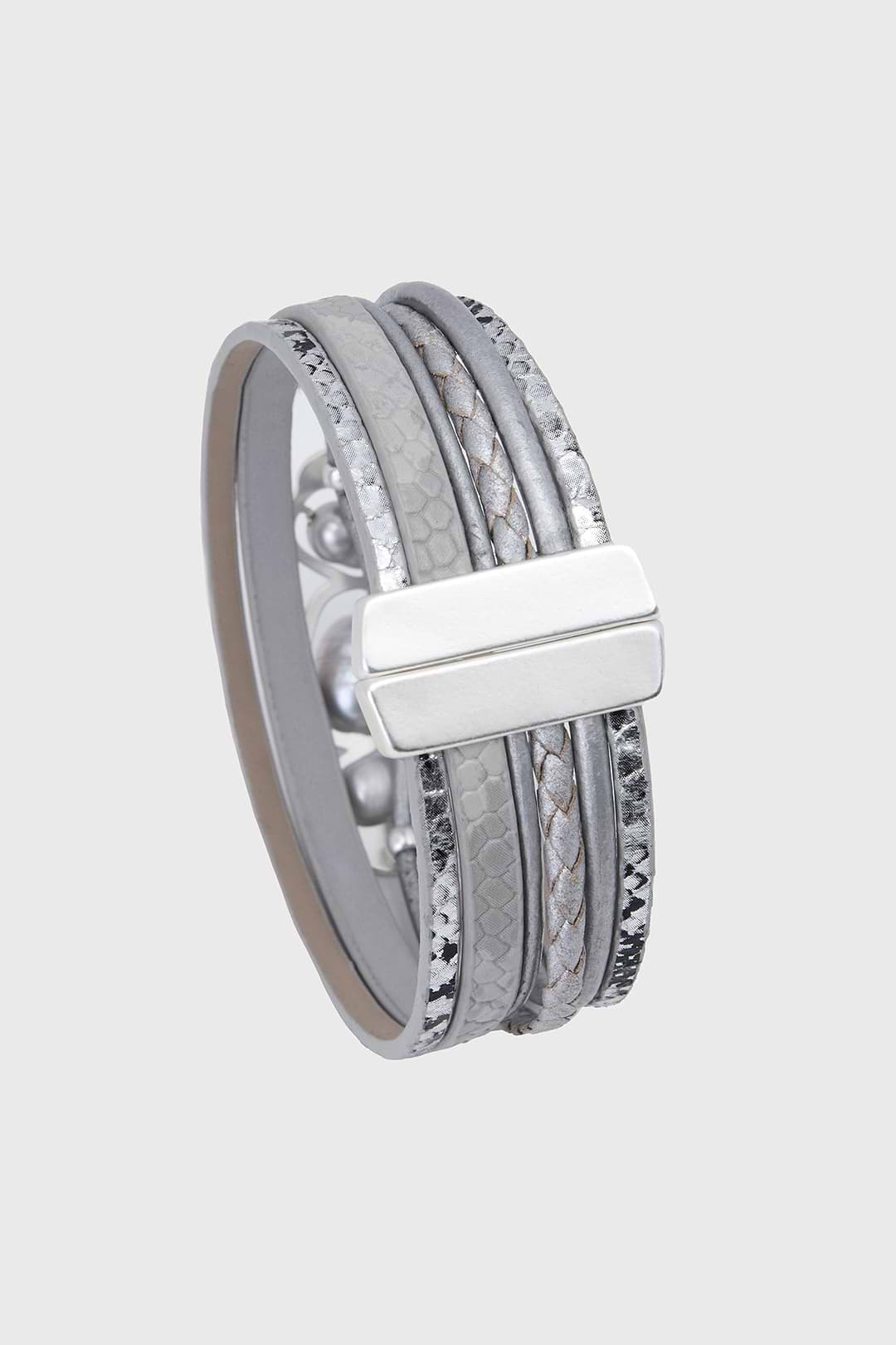 Multi Pearl Leather Bracelet - Silver