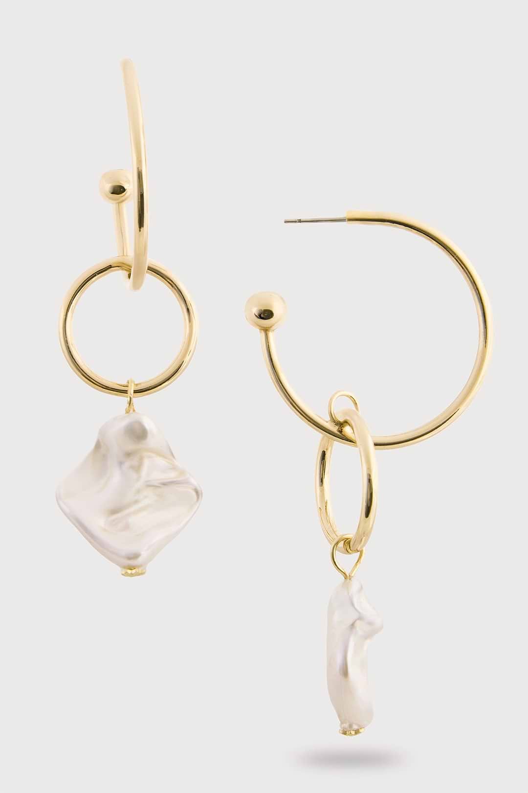 Pearl Multi Hoop Earrings - Pearl