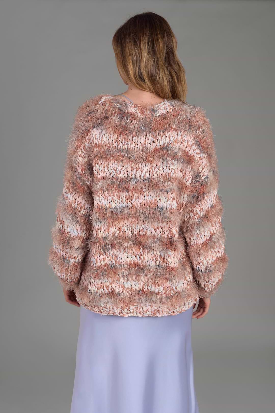 Eyelash Hand Knit Cardigan - Seashell